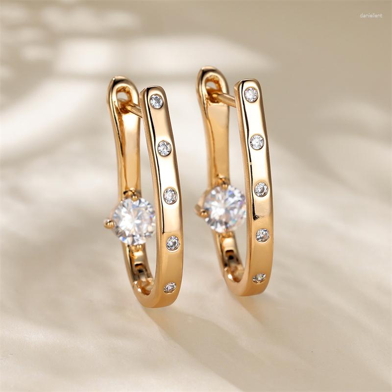 

Backs Earrings Luxury Female White Stone Gold Color Clip For Women Charm Crystal Zircon Wedding