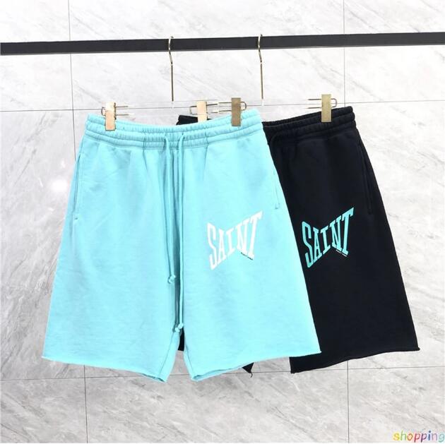 

23ss Men Woman Letter Wash Fleece Shorts High Street Sports Cotton Shorts 1 Quality, Blue