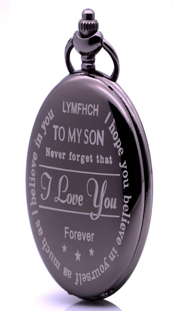 

Vintage Mens Boys Engraved Pocket Watch to My SonNever Forget ThatI Love You Forever Gifts Christmas Birthday Graduation1221915, Black