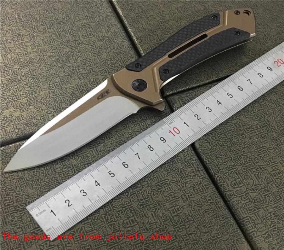 

ZT Folding Good D2 quality Tactical Zero Tolerance Knife Steel Carbon Fiber Handle Ball Bearing Flipper Pocket Knife Collection Q2090480