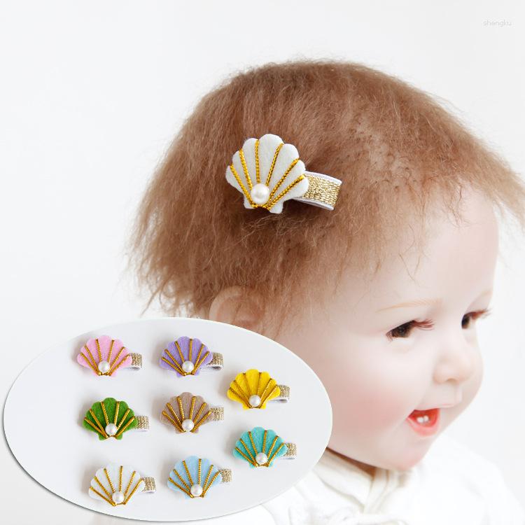 

Hair Accessories Boutique 20pcs Korean Fashion Cute Glitter Felt Shell Hairpins Solid Kawaii Pearl Sea Clips, Picture shown
