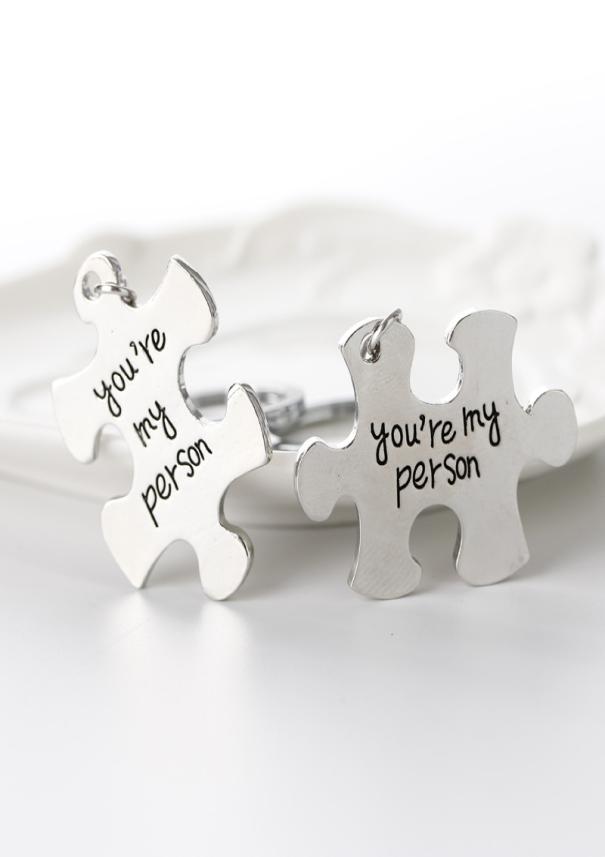 

Valentines Day Keychain Cute Puzzle Pendant Stainless Steel Couple Keyring Engraved Youre My Person Cp Jewelry New Arrival6031633