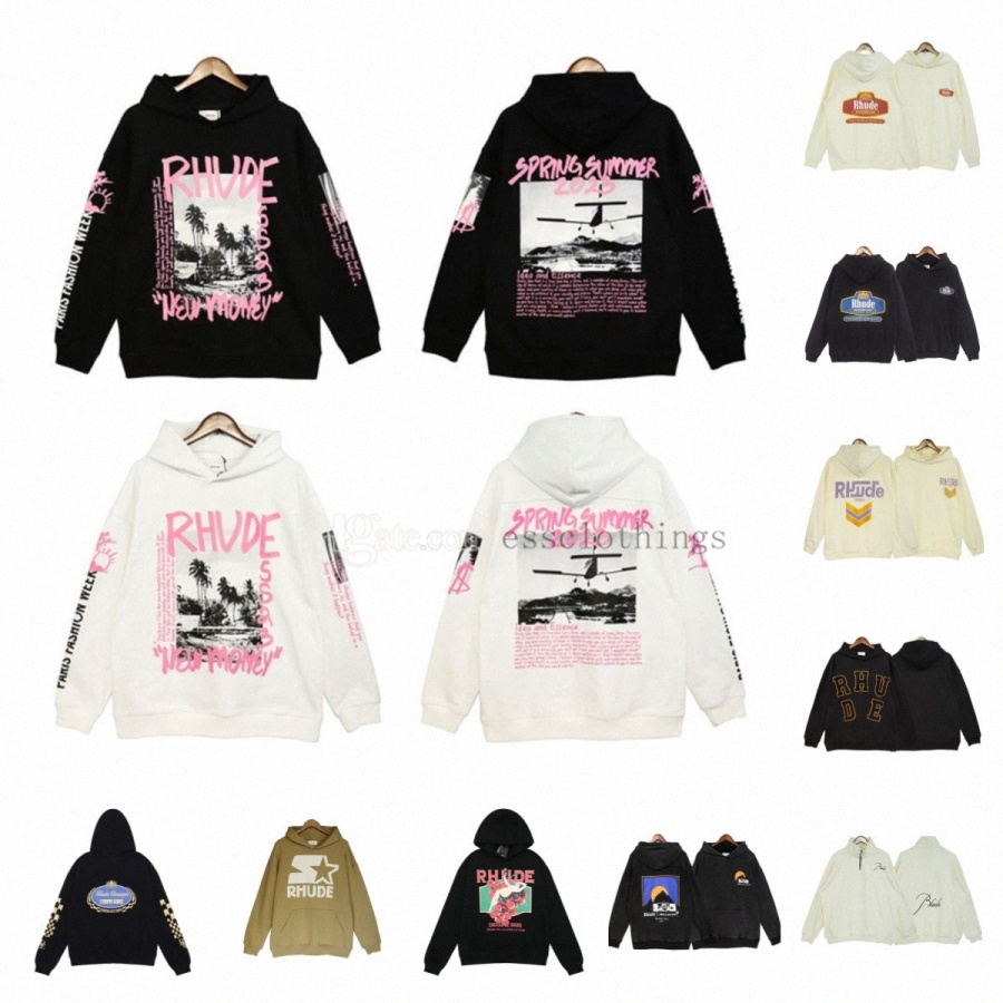 

23SS Designer Mens Hoodies Rhude hoodie Letter Print Long Sleeve Fashion Men Women Sweatshirts Luxury Sweater Hip Hop hoodies Luxury brand Sweatshirts, 30