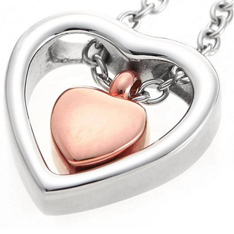 

Pendant Necklaces Double Heart Cremation Urn Necklace For Ashes Keepsake Jewelry Memorial Stainless Steel
