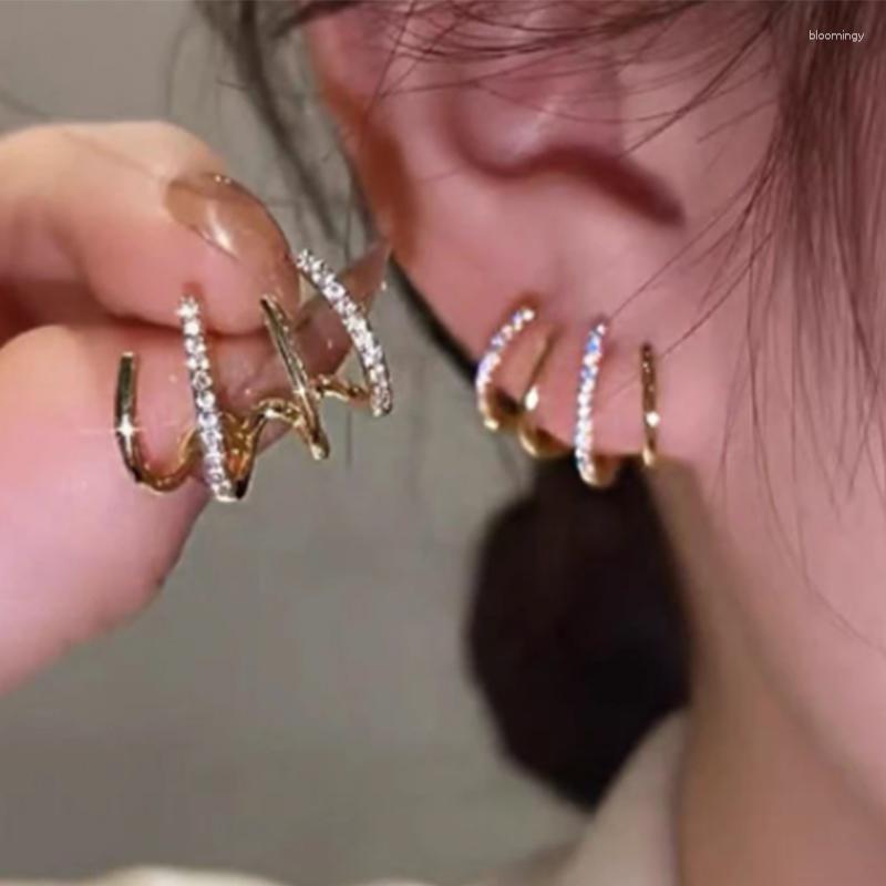 

Stud Earrings Korean Earing Claw Ear Hook Clip For Women Four-Prong Setting Gold Color Fashion Jewelry Year Gift