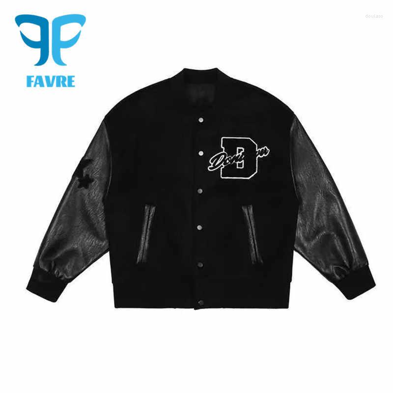 

Women's Jackets FAVRE Letter Embroidered Women's Jacket Coat Spring Stiching Baseball Uniform Mens Y2k Casual Loose Couple Clothes, Blue