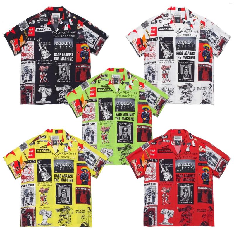 

Men' T Shirts Full Colorful Poster Pattern Print WACKO MARIA Short Men Women Hawaiian Beach Casual Shirt Tees Top