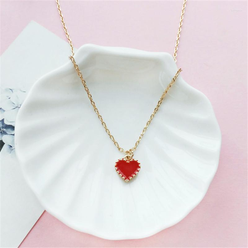 

Pendant Necklaces Fashion Woman Clothing Accessories Necklace Red Hearts Collarbone Chain With Minimalist For