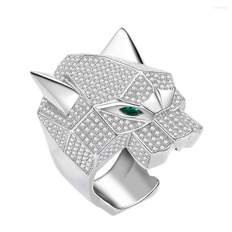 

Cluster Rings 925 Sterling Silver Leopard Head Ring For Women Fashoin Luxury Shiny Carbon Diamond Wedding Party Fine Jewelry Gifts 2023