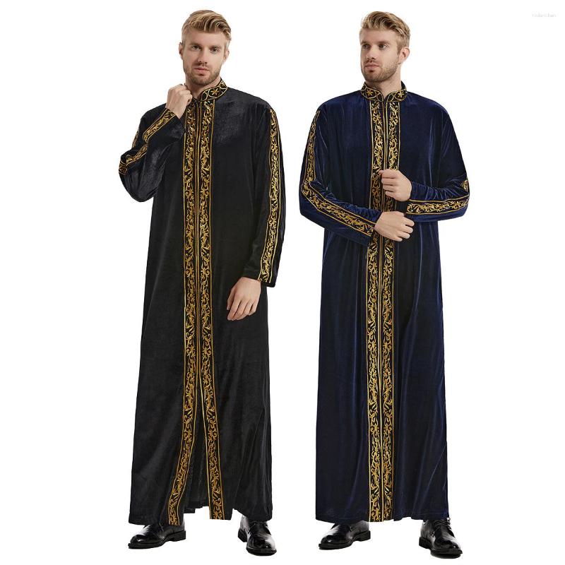 

Ethnic Clothing Middle East Muslim Golden Velvet Embroidered Robe Hui Thickened Lengthened Men's African