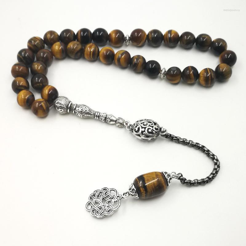 

Strand Tasbih Natural Tiger Eye Stone Unique Design Rosary Islamic Eid Gift Prayer Beads 33 66 99 Muslim Man Accessories Bracelet
