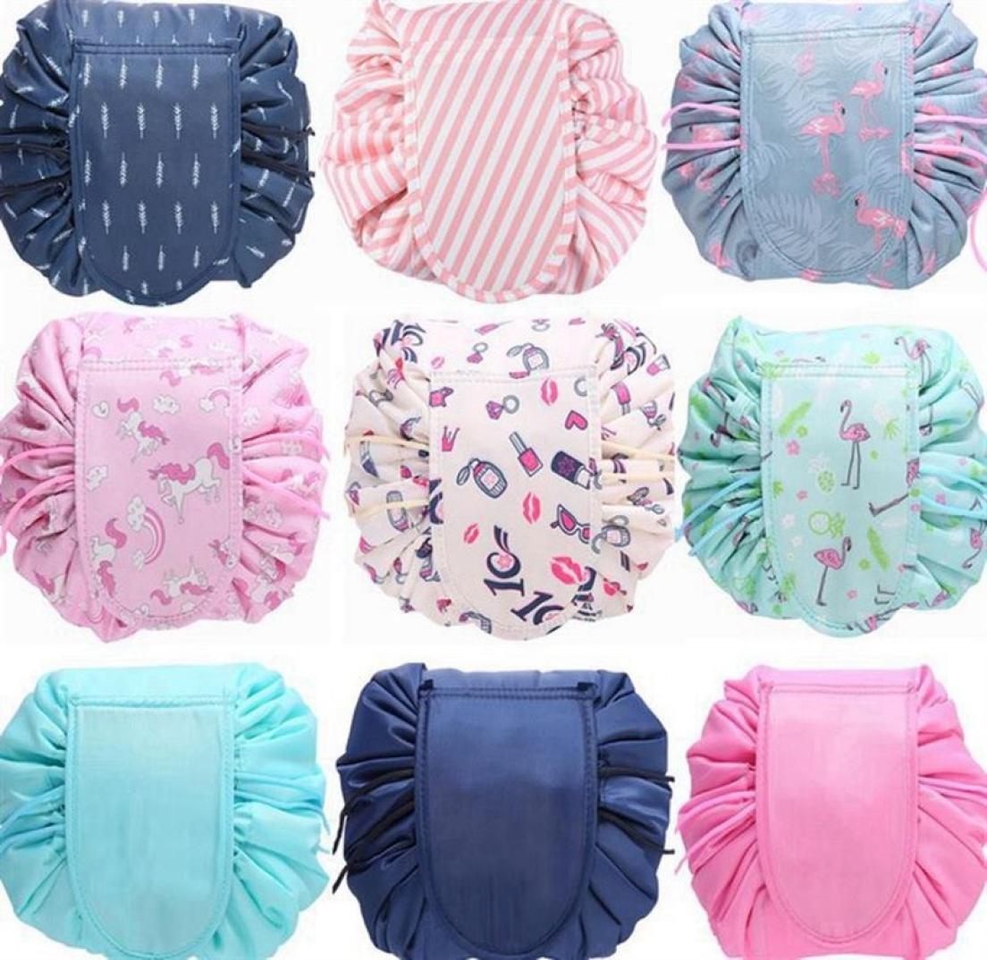 

Flamingo Lazy Drawstring Cosmetic Bag Multifunction Travel Magic Pouch Portable Wash Bags Drawstring Makeup Organizer Storage Art4262542