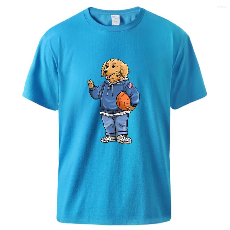 

Men' T Shirts Golden Retriever Basketball Player Printed Short Sleeved Male All Match Fashion T-Shirts Cotton Soft Tops Basic Classic, Blue