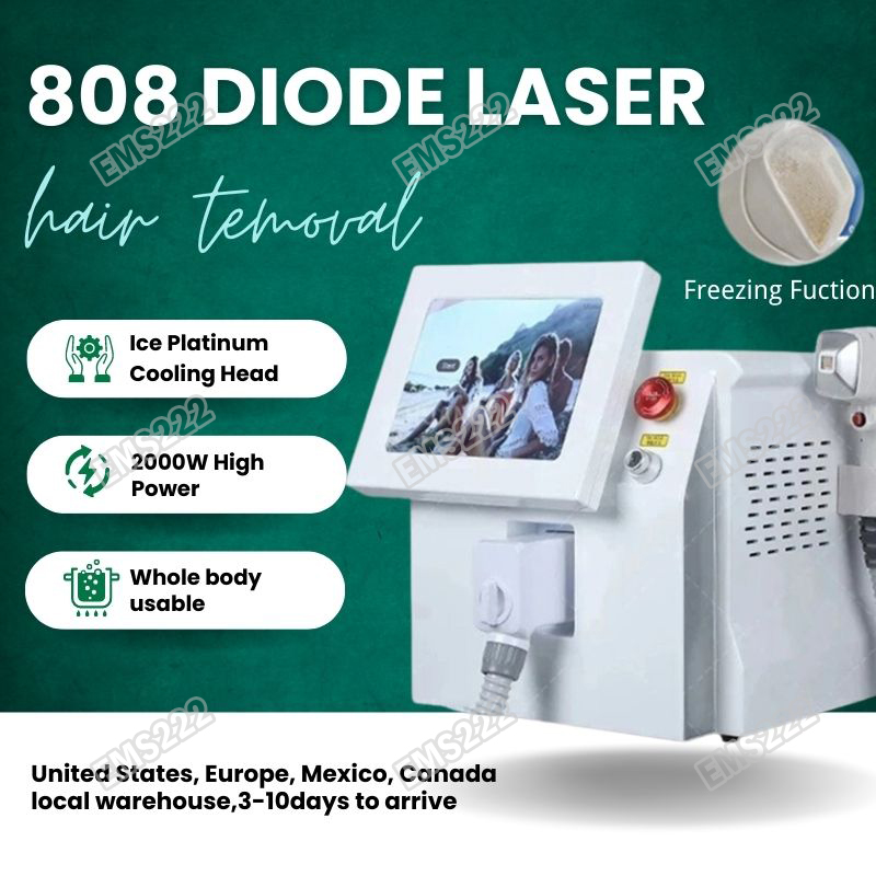 

2000W Ice Platinum Cooling Head 2023 Diode Laser Hair Removal Machine 755nm 808nm 1064nm 3 Wavelength for Salon