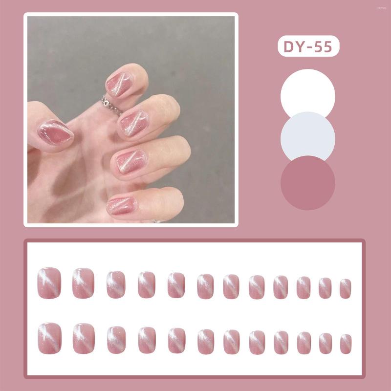 

False Nails Pink Cat Eyes Press-on Stylish Design For Fingernail DIY At-Home PR Sale, Jelly glue model