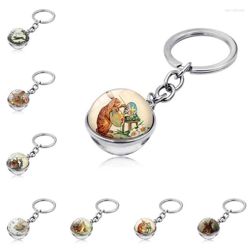 

Keychains Cute Easter Time Jewel Keychain Pendant Metal Keyring Jewelry