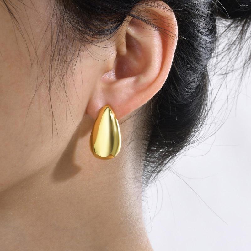 

Backs Earrings Women's Chic Gold Color Water Drop Stud Dainty Style Earring Gifts To Her Party Jewelry Ear Clip Brincos Femininos