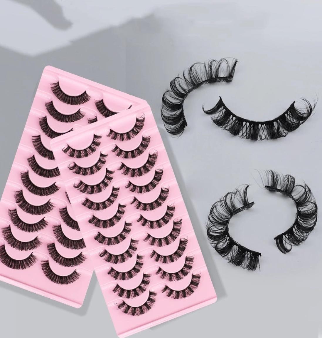 

False Eyelashes Russian Strip Lashes Natural Faux Mink Lashes Wispy Fluffy 11MM Fake Eyelashes 10 Pairs Pack4402617