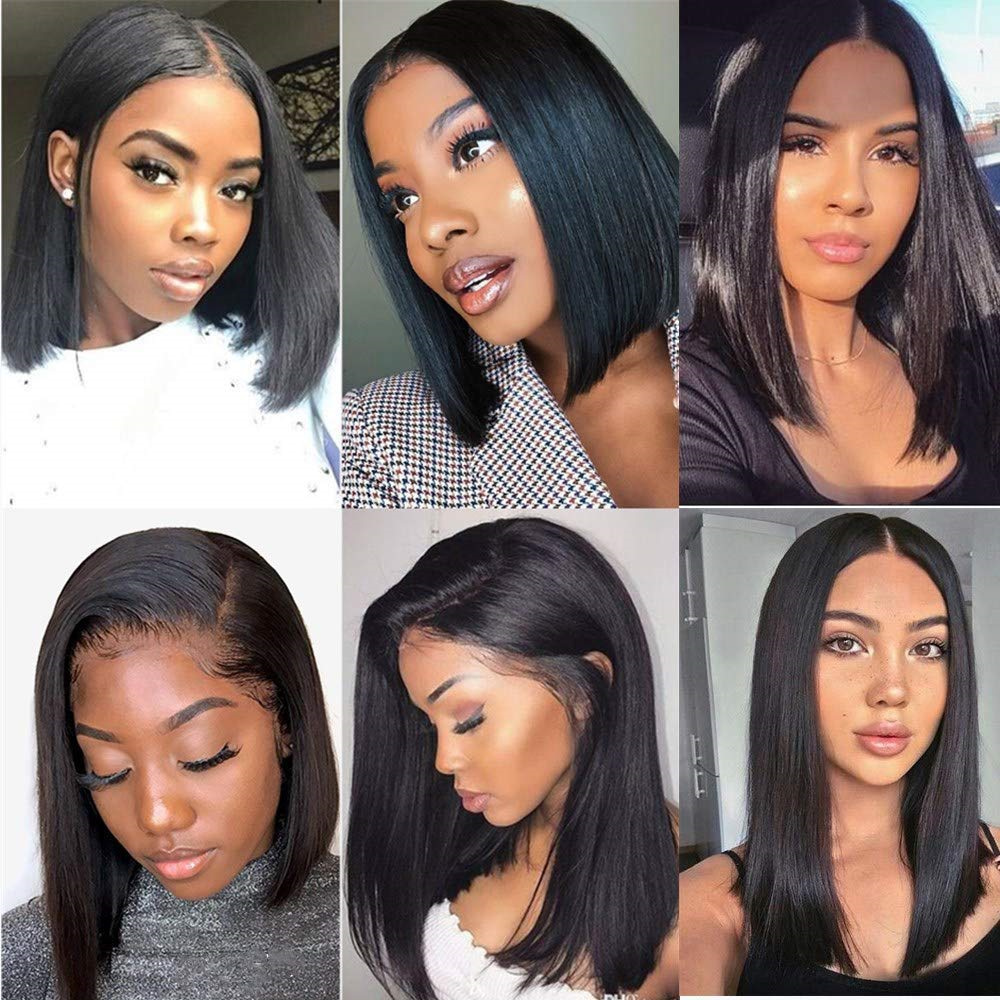 

New Product Fashion 13x4 Short Bob Lace Brazilian Straight Wig 150 Density Lace Human Hair Wigs for Black Women Pre Plucked Remy Lace Front Wigs, Natural color