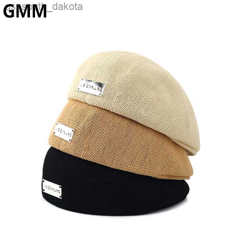 

2023 New Retro Knitted Beanie Beret Hats For Womens Outdoor Holiday Beach Cap Summer Sunshade Breathable Fashion Painter Hat L230523, Black