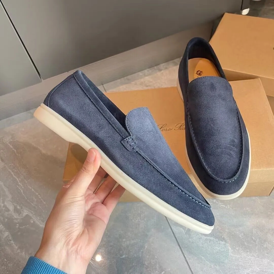 

Men casual shoes LP loafers flat low top suede Cow leather oxfords Loros&Piana Moccasins summer walk comfort loafer slip on loafer rubber sole flats with box EU35-46
