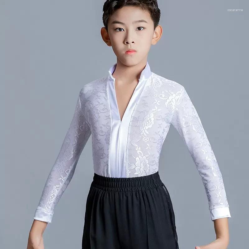 

Stage Wear 2023 High-quality Loose Shirts V-neck Latin Dance Tops For Boys Chacha Rumba Tango Dress Ballroom Performance Clothing, Black pants