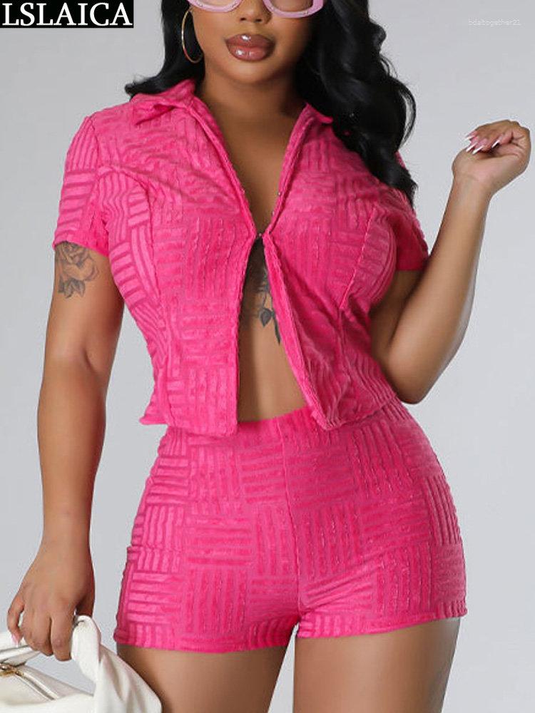 

Women' Tracksuits Short Sleeve Shirt 2 Piece Ladies Summer Woman Set Solid Color Casual Women' Suits Two Parts 2023 Shorts Sets Womens, Green