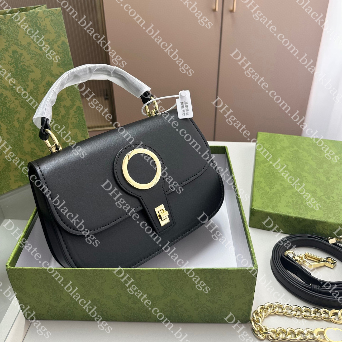 

Women Tote Bag Fashion Designer Shoulder Bag Classic Gold Letter Solid Color Handbag Luxury Chain Bags, Black