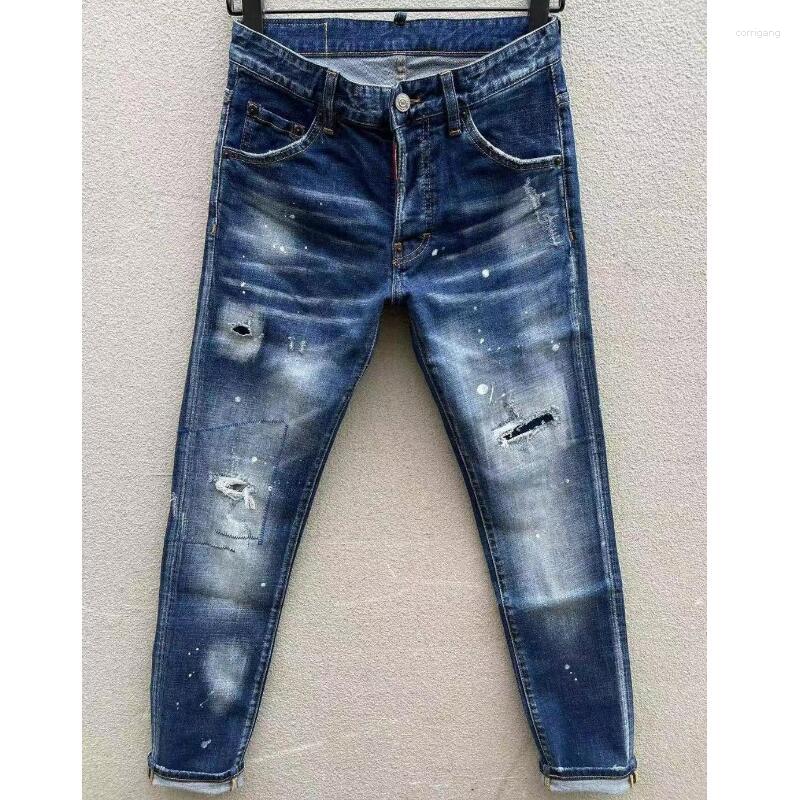 

Men's Jeans Fashion Men's Casual Hole Spray Paint Trendy Moto&Biker High Street Denim Fabric Pants 9150-1#, 9150-1