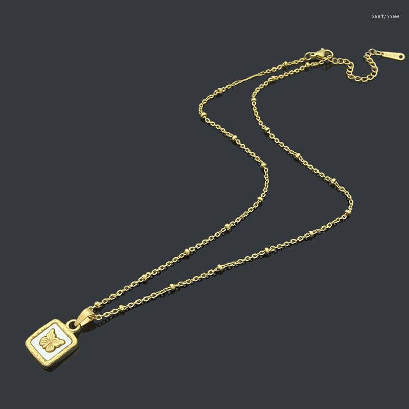

Chains Butterfly Square Pendant Steel Women Necklace
