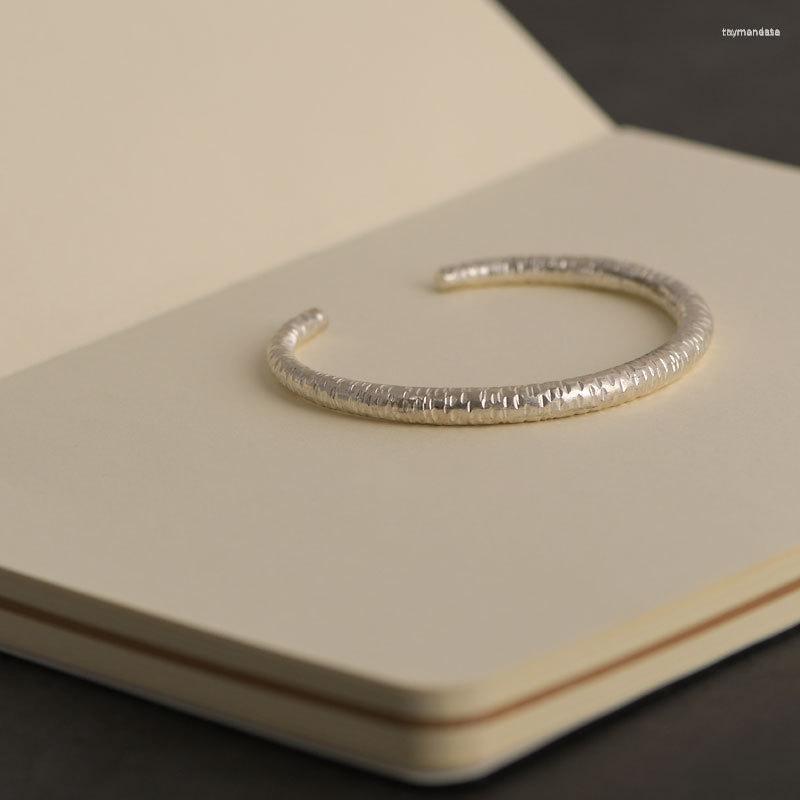 

Bangle Arrival Minimalist Silver Color Irregular Texture Bracelet For Women Open Handmade Exquisite Unique Bangles JewelryBangle Raym22