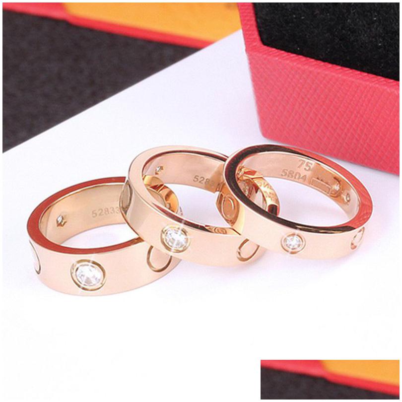 

Solitaire Ring Designer Jewelry Woman Band Love Titanium Steel Unisex Rings Couple Screw For Lovers Gift Never Fade 4Mm 5Mm 6Mm Men Dhu9Q