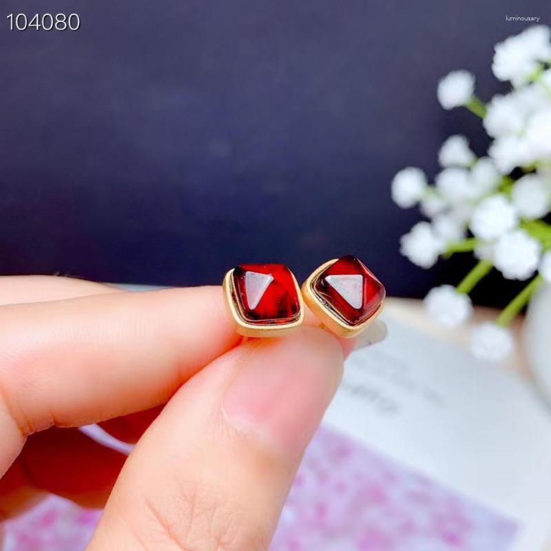

Stud Earrings Gift Natural Real Garnet Earring And 925 Sterling Silver