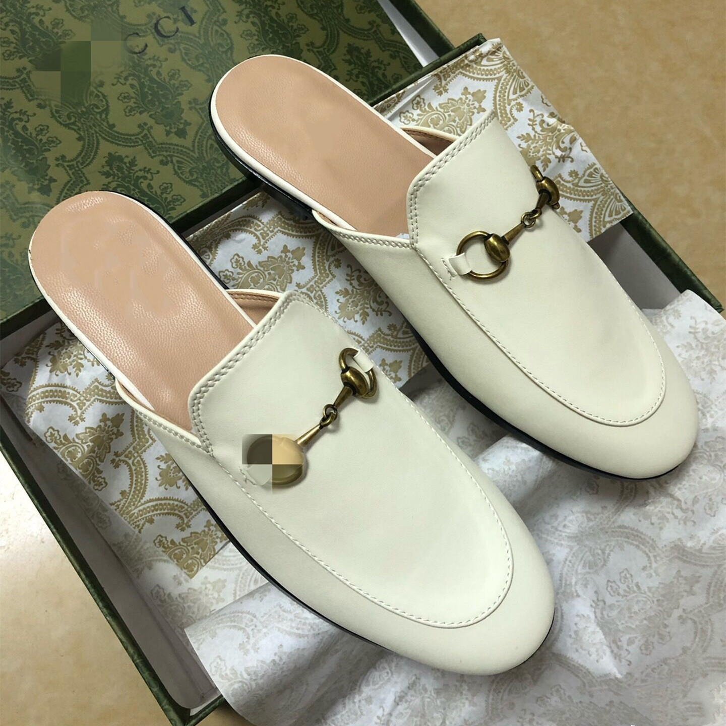 

Designer Princetown Slippers Loafer Muller Soft Leather Gold Buckle Fashion Women Casual Mule Flat Shoes with Dust Bag 35-43, #18
