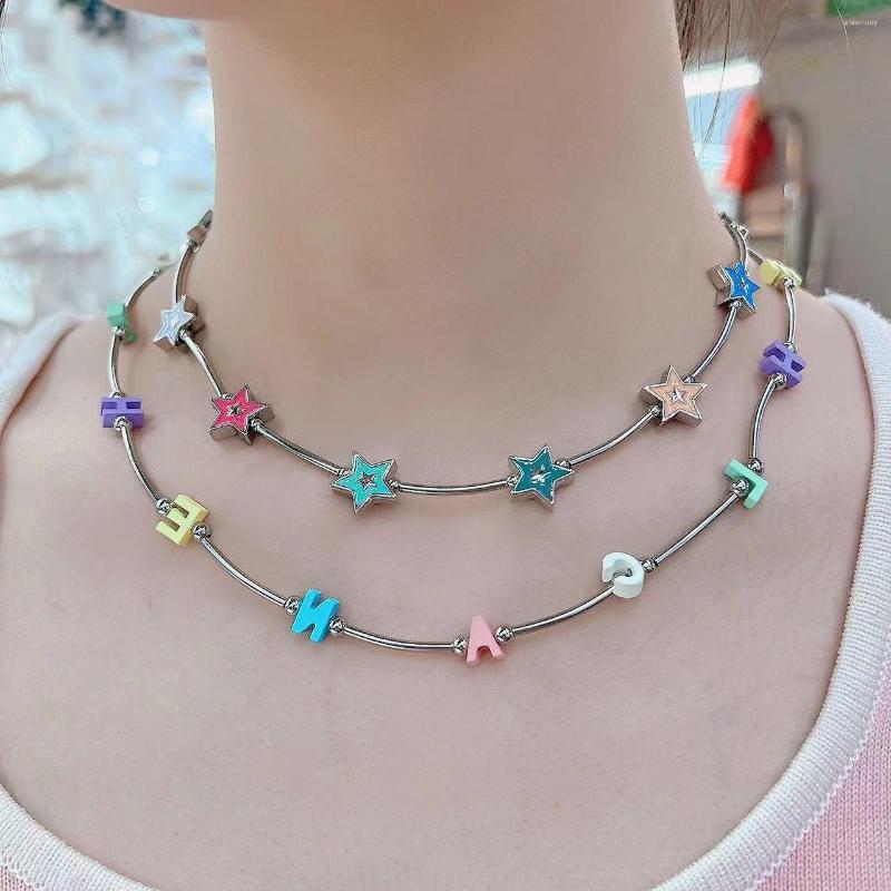 

Chains Color Star Alphabet Party Necklace Spice Girl Subculture Sweet Cool Millennium Senior Design Dopamine