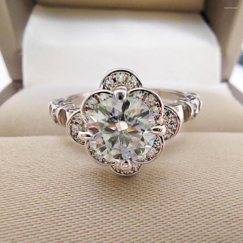 

Cluster Rings Luomansi Flower Vintage Ring S925 1CTMoissanite GRA Certificate Advanced Women Jewelry Wedding Party Birthday Gift