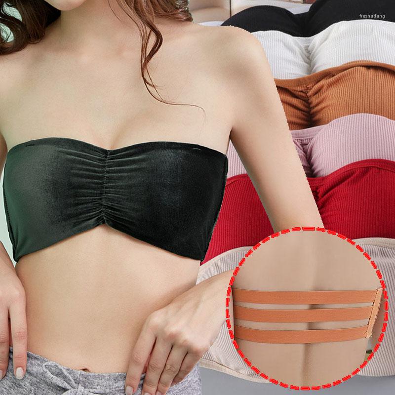 

Bras Summer Strapless Bra With Removable Pads Sexy Underwear Tube Top Girls Invisible One-piece Backless Lingerie Cropped Vest, Black