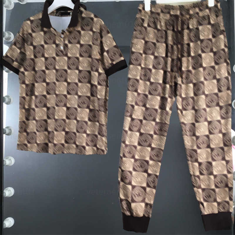 

Summer 2 Color Designer T Shirt Two Piece Set Classic Plaid Print Fashion Polo Shirt Casual Elastic Waist Sports Pants Womens Designers Clothing