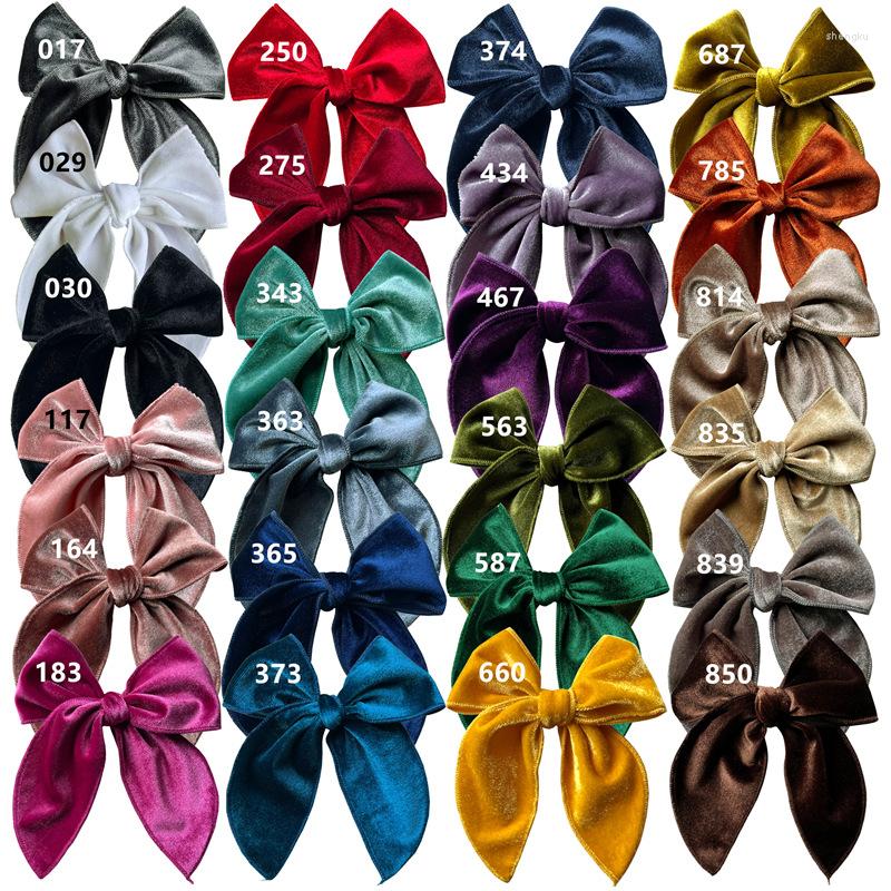 

Hair Accessories 24pc/lot Large 4.5inch Velvet Bows Clips Hairpins Baby Curled Edge Barrette Hairgrips Girls Nylon Headbands, With headband