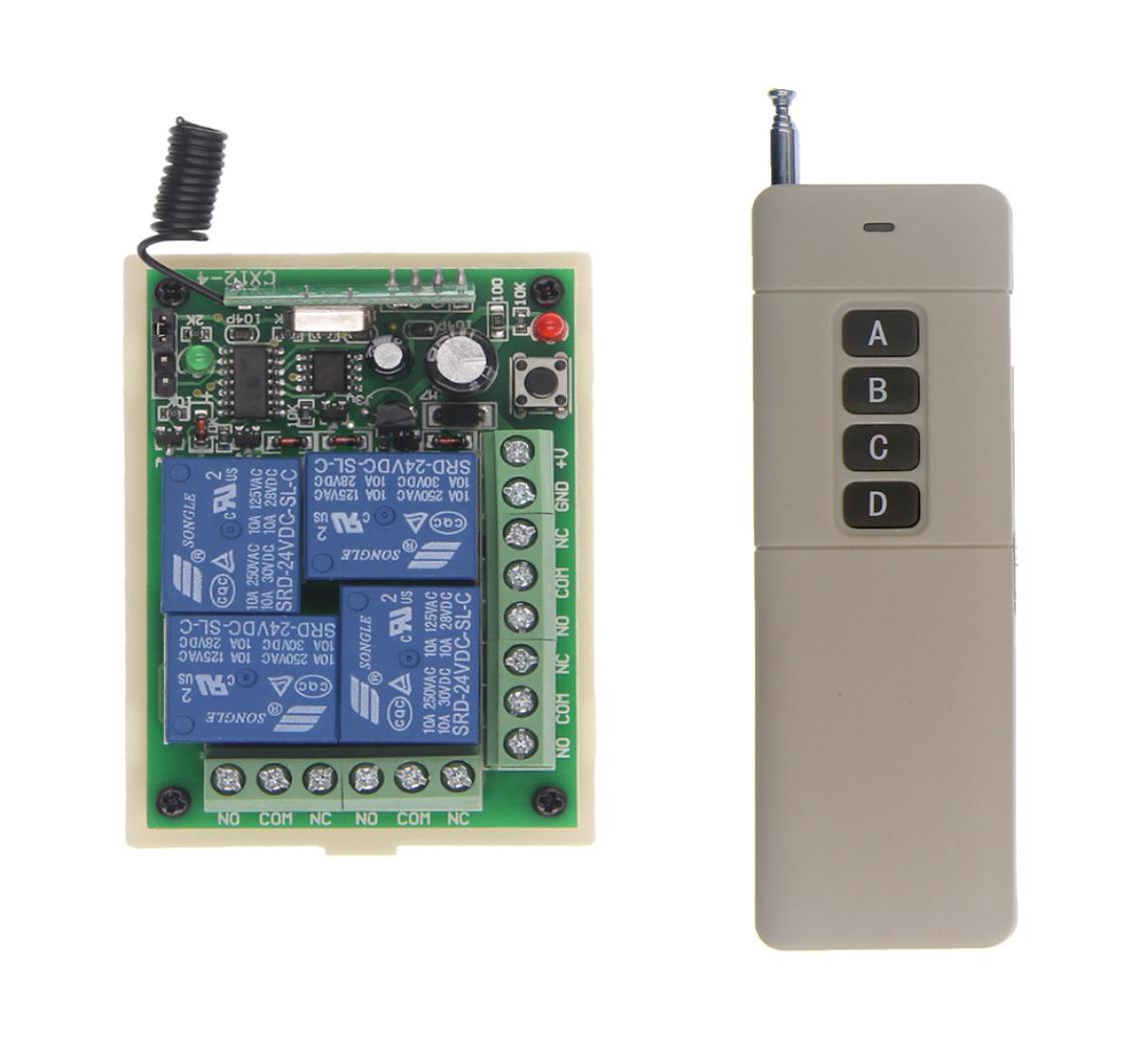 

3000M Long DC 12V 24V 4 CH 4CH 10A RF Wireless Remote Control Switch SystemTransmitter Receiver315433 MHz1536752