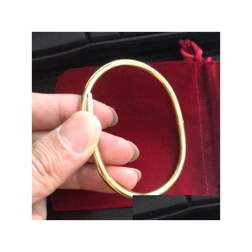 

Bangle Fashion Designer Screw Bracelet Nail Bracelets Luxury Jewelry Rose Gold Sier Hight Quality With Fl Diamond Cuff Birthday Gift Dhb7Z