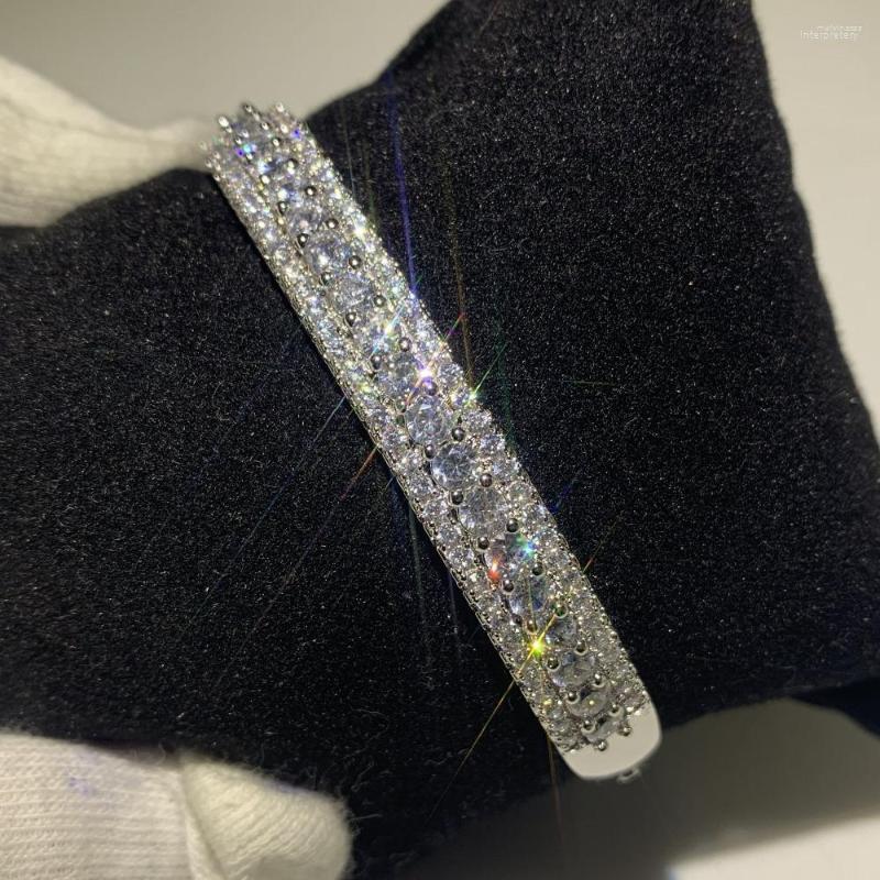 

Bangle Classical Shinning Luxury Jewelry 10kt White Gold Fill Pave 5A Zirconia CZ Lucky Women Wedding Bracelet Gift