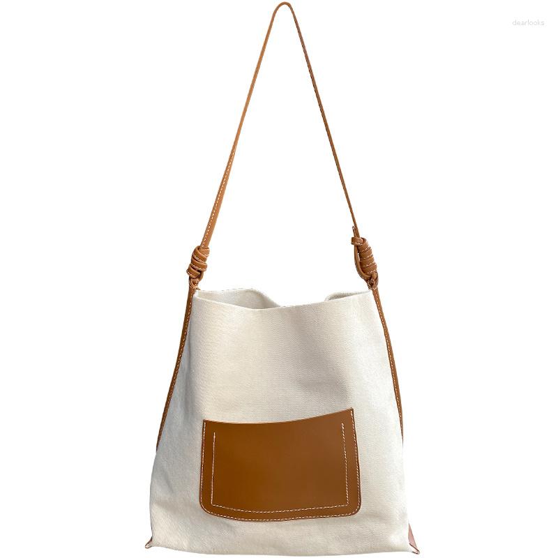 

Evening Bags 2023 Korean Version Spliced Canvas One Shoulder Bag Ins Casual And Versatile High-capacity Student Messenger, Black