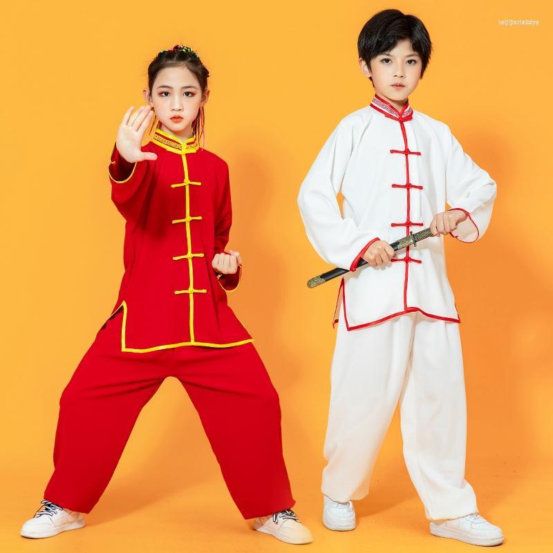 

Ethnic Clothing Children Wushu Costume Youth Long Sleeve Suit Clothes Boy Girl Tai Chi Sets Students Stage Performance Outfits 3-16Y