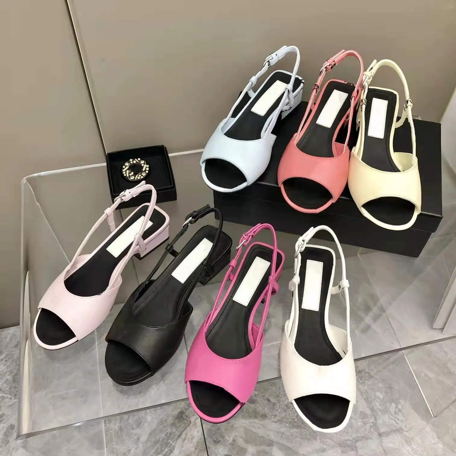 

Designer Sandal Women Slingback Slides Flat Heel Sandals Summer Leather Letters Printing Slide Vacation Outdoor Shoes with Box