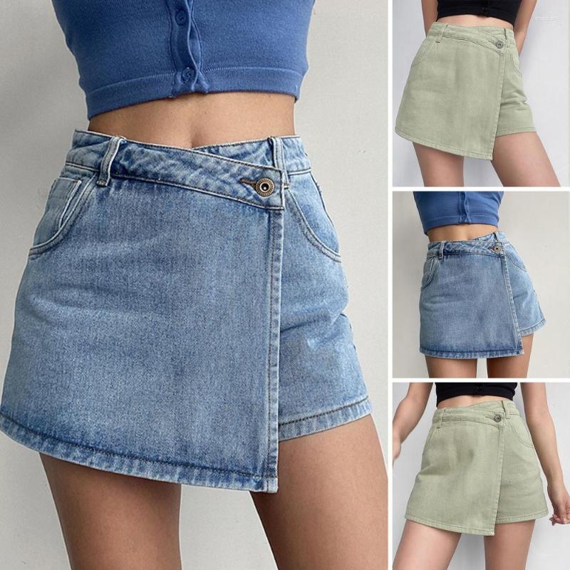 

Women's Shorts Mini Denim Skirts Women Slim Chic Vintage Summer Asymmetrical Sweet Streetwear Design Student Harajuku Y2k, Blue