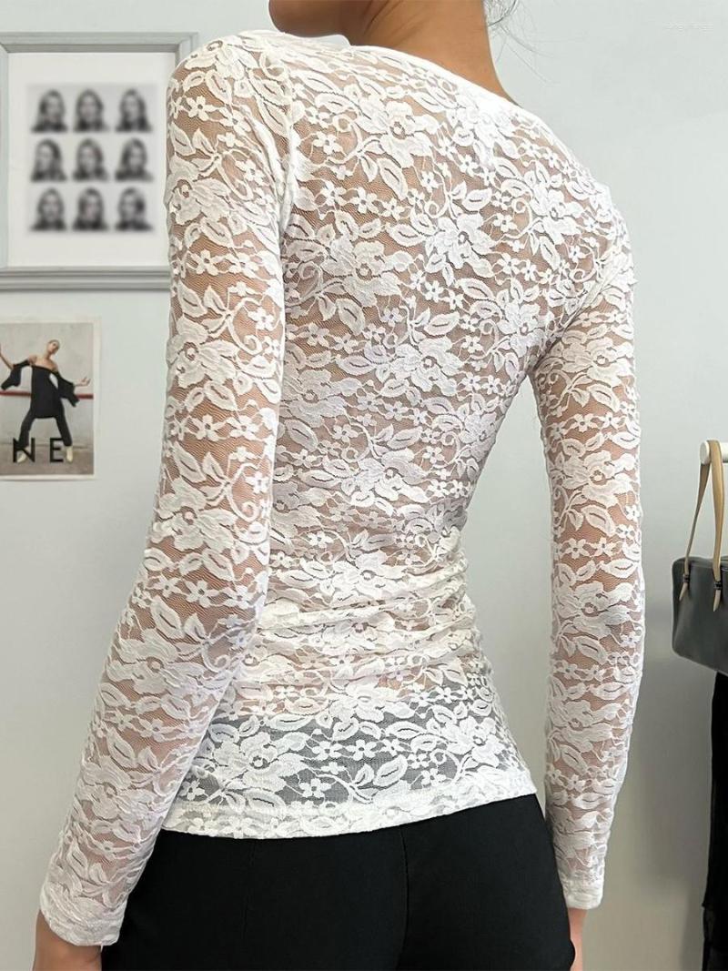

Casual Dresses Women Bodycon Mini Dress Cutout Backless Skirts Lace See-Through Crew Neck Long Sleeve Party (White, A-white