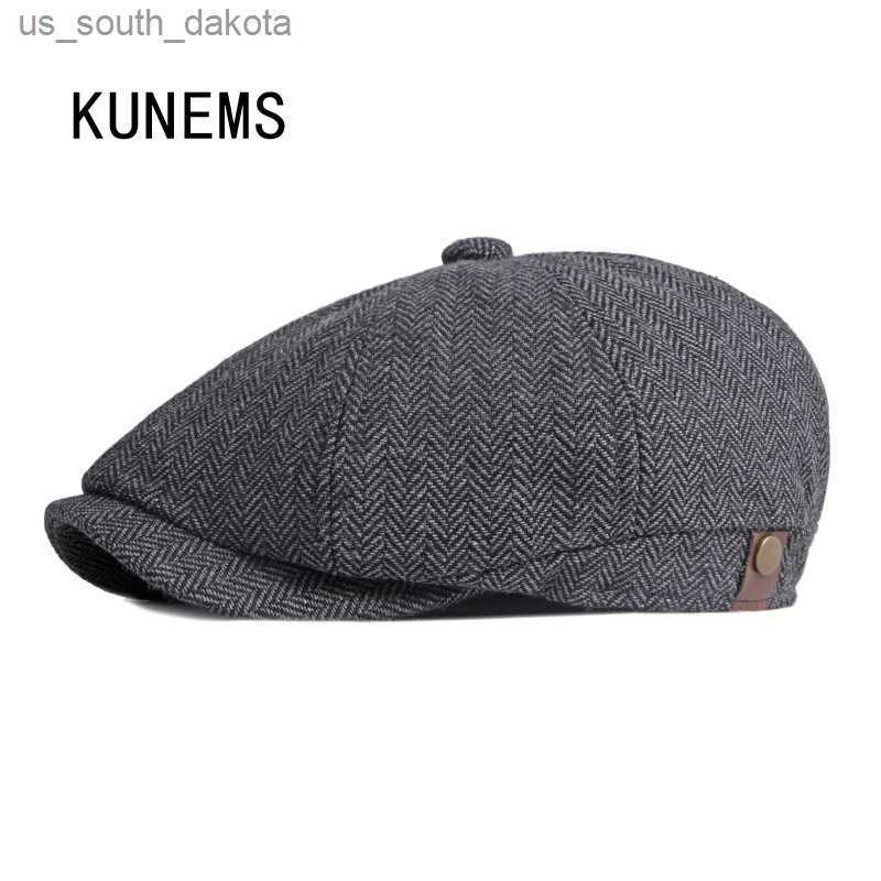

KUNEMS Fashion Retro Octagonal Hats for Man Boina Casual Newsboy Hat Peaky Blinders Cotton Berets Dad Cap Gorras Hombre L230523, Navy