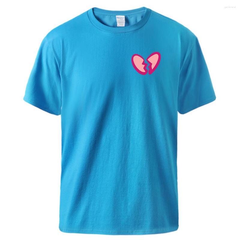 

Men' T Shirts Broken Heart Printing Short Sleeved Men Basic All Match Aesthetic Tshirts Cotton Breathable Streetwear Fashion Novelty, Blue