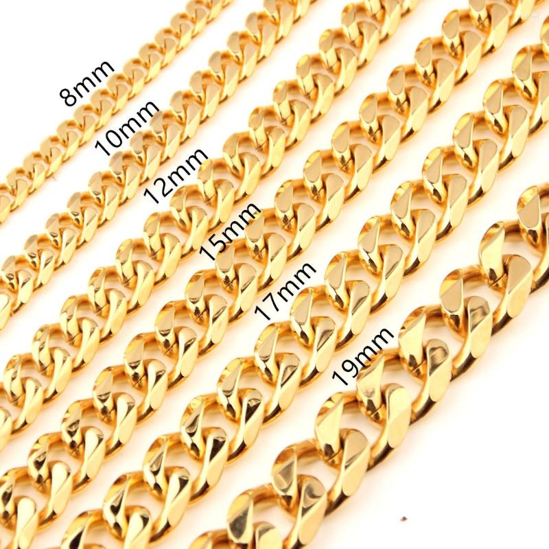 

Chains 5/8/10/12/15/17/19mm Wide 316L Stainless Steel Silver/Gold Color Necklace Men Curb Cuban Link Chain Jewelry Fashion Gift